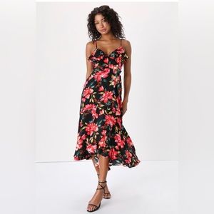 Floral Midi Wrap Dress